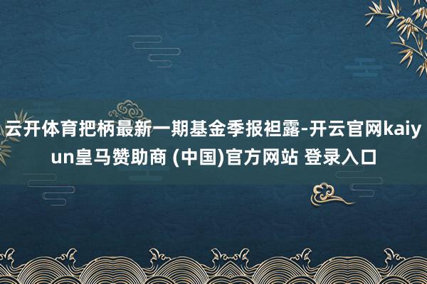 云开体育把柄最新一期基金季报袒露-开云官网kaiyun皇马赞助商 (中国)官方网站 登录入口