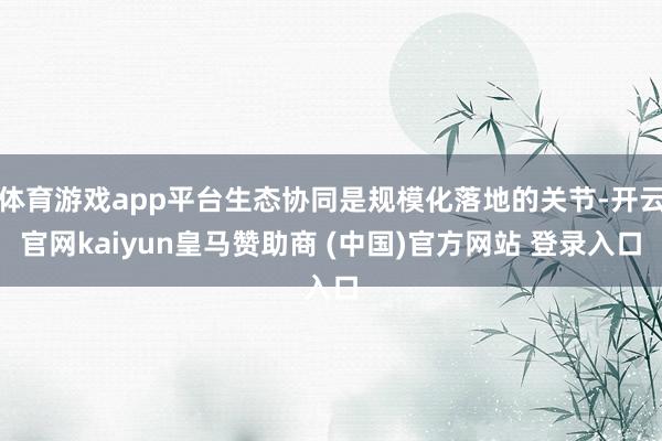 体育游戏app平台生态协同是规模化落地的关节-开云官网kaiyun皇马赞助商 (中国)官方网站 登录入口